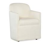 Hooker Furniture Commerce & Market Barrel Back Arm Chair in Chateau Linen/Black Wood/Upholstered/Fabric in Black/Brown | Wayfair 7228-75010-02