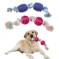 Cordon en coton à double nœud avec boule jouet pour chien meulage des dents nettoyage des dents