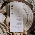 Cartes de menu personnalisées en épicéa noir et blanc simple exquis mariage douche dîner