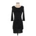Cotton On Casual Dress - Bodycon Scoop Neck 3/4 sleeves: Black Print Dresses - Women's Size X-Small