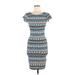 Love J Casual Dress - Bodycon Scoop Neck Short sleeves: Blue Dresses - Women's Size Medium