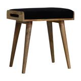 Ebern Designs Black Velvet Tray Style Footstool Velvet in Black/Brown | 20.47 H x 19.69 W x 13.78 D in | Wayfair Ottomans