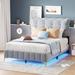 House of Hampton® Helis Platform Bed Upholstered/Velvet, Metal in Gray/White/Black | 47 H x 56 W x 81.7 D in | Wayfair