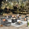 Latitude Run® Anuksha 10 Piece Sofa Seating Group w/ Cushions Synthetic Wicker/All - Weather Wicker/Wicker/Rattan in Black | Outdoor Furniture | Wayfair