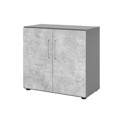 bümö Aktenschrank abschließbar, Büroschrank Holz 80cm breit in Graphit/Beton - abschließbarer Schrank mit Aktenregal für's Büro & Arbeitszimmer, Büro Image