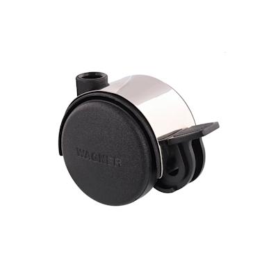 WAGNER Design Möbelrolle/Doppelrolle - HART - Durchmesser Ø 50 mm, schwarz/chrom, Feststeller, Tragkraft 50 kg- 01102801 Image