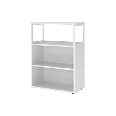 bümö flexi Regal mit werkzeuglosem Schnellaufbausystem, Dekor: weiß - Modulares Aktenregal 80 cm breit aus Holz für 3 Ordnerhöhen mit