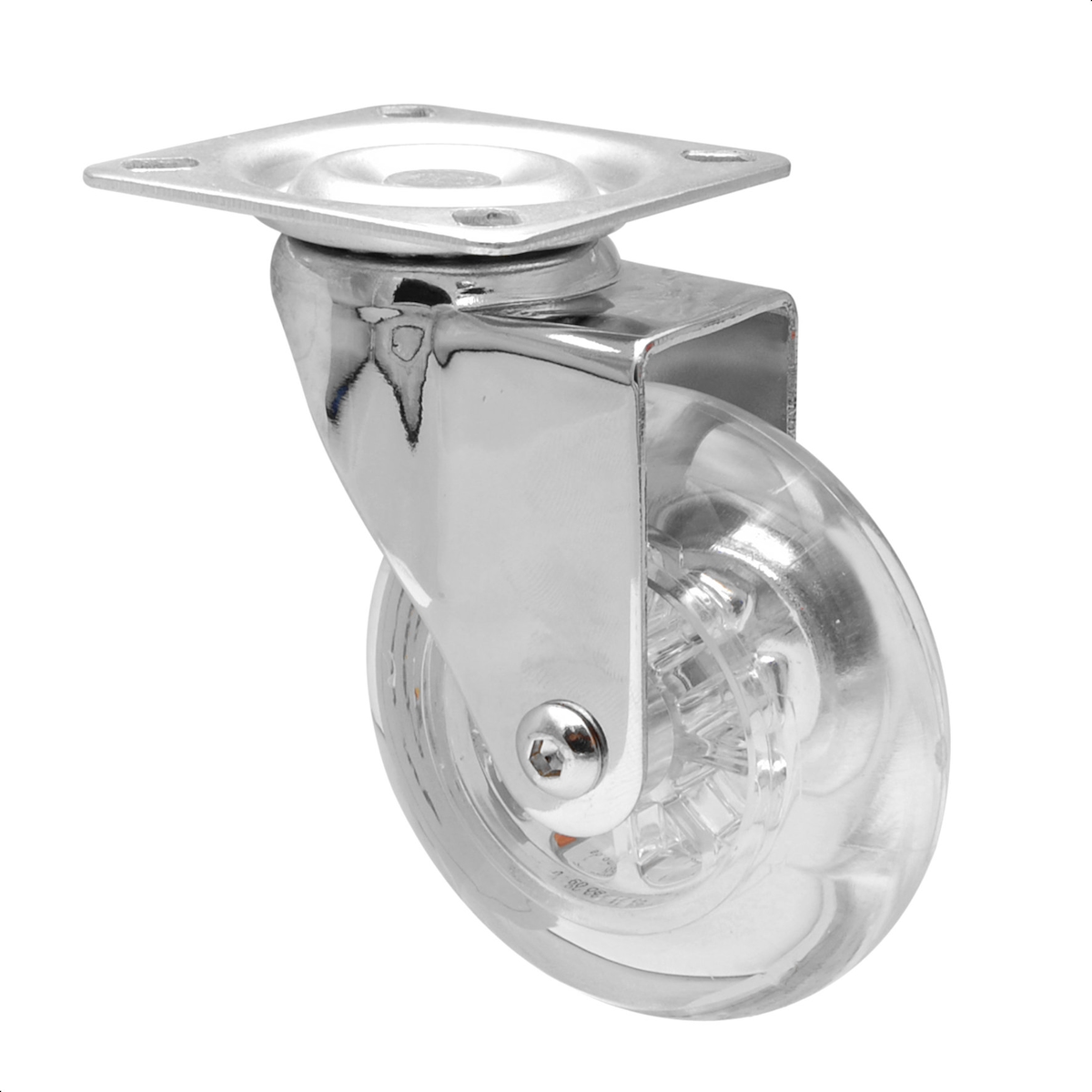 WAGNER Soft-Lenkrolle SKATER - Ø 75 mm, Stahl verchromt, transparent, Anschraubplatte, Tragkraft 55 kg - 03108701 Image