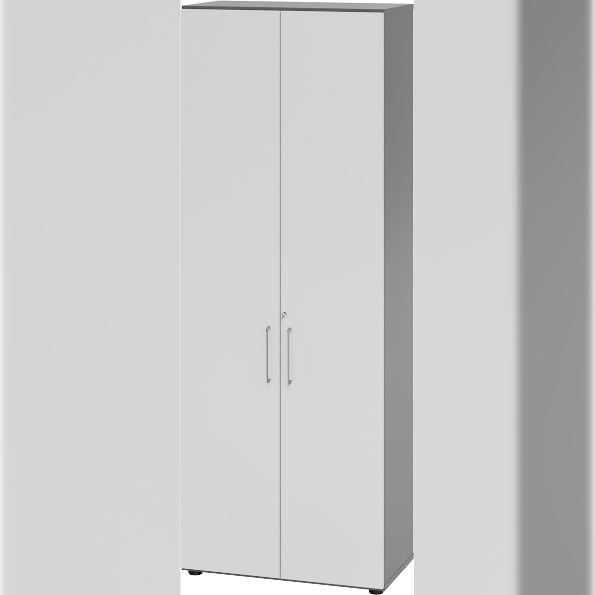 bümö Aktenschrank abschließbar, Büroschrank Holz 80cm breit in Graphit/Grau - abschließbarer Schrank mit Aktenregal für's Büro & Arbeitszimmer, Büro