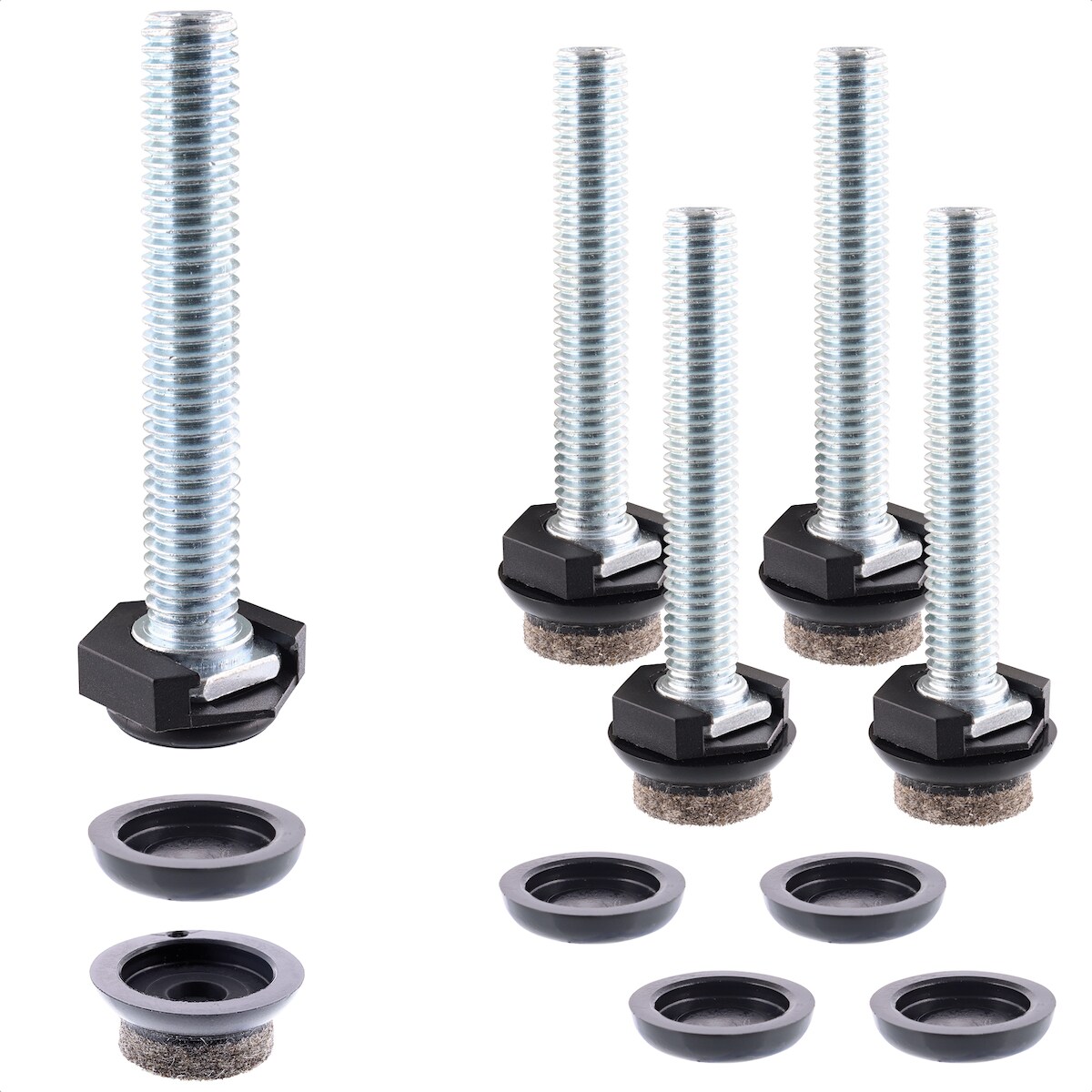 WAGNER Verstellfuß/Nivellierfuß 4tlg. Set - Ø 20 x M8 x 50 mm, QuickClick System Gleiteinsatz 20 mm Wollfilz - 15428699 Image