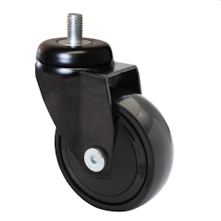 WAGNER 360° - 3C Design-Rolle - Ø 75 mm, soft, Kugellager, Gewindestift 10x16 mm, schwarz, Tragkraft 75 kg - 01227766 Image
