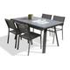 Ensemble repas de jardin 4 places en aluminium gris anthracite