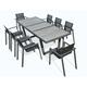 Ensemble repas 8 places en aluminium anthracite et plateau céramique