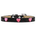 Pink Glitter Heart Widget Dog Collar Black Ice Cream Size 18