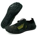 WOTTE Men s Water Shoes Quick-Dry Barefoot Aqua Socks Slip-on Beach Wide Toe Shoes for Outdoor Sports Snorkeling Surfing Diving Black Yellow Size 13