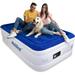 Meldoz Queen Air Mattress with Built-in Pump Double High Blow Up Mattress for Home Camping & Guest 3 Mins Quick Inflate Inflatable Air Bed with Water Resistant Flocked Top - 18 In