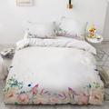 Soft Floral and Leaves Comforter Cover with 2 Pillowcasesï¼Œ3D Flowers Print Duvet Cover Sets Soft Microfiber Exquisite Plants Comforter Cover Bed Sets (No Comforter)