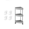 Corner Shelf Plastic Kitchen Bathroom for Triangle 3/4 Tier Storage Rack Rolling Cart with Wheels Slide Out Floor Shelve