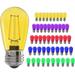 JIAH S14 2W Colored LED Bulbs 100 Pack Outdoor String Lights Replacement RGB Bulbs Red/Green/Blue/Yellow/Purple Multicolor Bulbs with E26 Screw Base Shatterproof LED Edison Light Bulbs