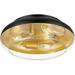 YGDU 15 Inch 3-Light Ceiling Light Fixtures Large Light Fixtures Ceiling Mount Black and Gold Finish with Clear Glass Shade ZSL68MF BK+BG