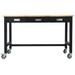 Mulanimo 60 Workbench Wide Rolling Workbenches Adjustable Height Workshop Tool Bench Metal with Rubber Wood Top Work Station for Garage Indoor Office