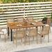 79 Acacia Wood Dining Table 8-Person Patio Table with 1.9 Umbrella Hole and Adjustable Foot Pads