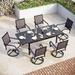 & William 9 Pieces Patio Dining Set for 8 Outdoor Dining Furniture with 1 X-large E-coating Square Metal Table and 8 Rattan Chairs with Cushions Outdoor Table & Chairs for Porch