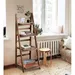 Ladder Bookshelf Organizer Solid Wood Leaning Plant Stand Folding 44 H 4 Tier