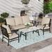 VALLEY Patio Conversation Set 4 PCS Outdoor Furniture Set Metal Sofa Set Rocking Swvel Chair with Thick Upgrade Cushion and Coffee Table Beige\u2026
