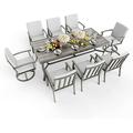 9 Piece Patio Dining Set Aluminum Outdoor Dining Set Patio Furniture Sets 2 Swivel Dining Chairs 6 Reg. Dining Chairs Aluminum Furniture Set for Patio Yard (Gray)