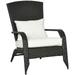 Patio Wicker Adirondack Chair Outdoor All-Weather Rattan Fire Pit Chair w/Soft Cushions Tall Curved Backrest and Comfortable Armrests for Deck or Garden Cream White