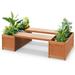 Gymax 2PCS Hardwood Outdoor Planter Box w/ Seat 2-in-1 Wooden Raised Garden Bed & Bench