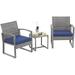 3 Piece Outdoor Patio Conversation Set Rattan Chair Set With Coffee Table For Garden Balcony Backyard Poolside (Dark Grey)