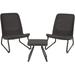 Resin Wicker Patio Furniture Set with Side Table and Outdoor Chairs Dark Grey