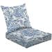 2-Piece Deep Seating Cushion Set Vintage seamless pattern garden roses blue white Outdoor Chair Solid Rectangle Patio Cushion Set