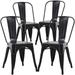 TJUNBOLIFE Metal Dining Chairs Indoor-Outdoor Stackable Chic Restaurant Bistro Chair Set of 4 330LBS Weight Capacity Sturdy Cafe Tolix Kitchen Farmhouse Pub Trattoria Industrial Side Cha