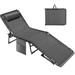 Devoko Foldable Lounge Chaise 12 inch High 5-Position Adjustable Patio Lounge Chair Beach Pool Chaise Gray