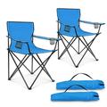 Walchoice Foldable Camping Chair Set of 2 Oversized Lawn Chair for Adults Portable Camp Chairs with Cup Holders for Outdoor Fishing Hiking Beach Picnic Carrying Bag Blue