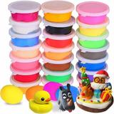 24 Colors Air Dry Clay Magical Kids Ultra Light Artist Studio Plasticine Toy Safe and Non-Toxic Modeling Clay