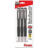 Pentel Mechanical Pencil 0.5 mm Twist Erase III - Twist Up Eraser - Pre-Loaded with Pentel Super Hi-Polymer HB Lead - Black Barrel - 3-Pack - Fine Point