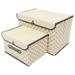 Fabric Printing with Cover Dust-proof Foldable Home Wardrobe Clothing Storage Box Size Two-piece Set Beige Plaid Basket Bins Desktop Crates Peice Sets Non-woven