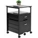 Wooden 2 Drawer Mobile Filing Cabinet With Anti-Tipping Wheel Storage Cabinet For Home And Office Black FILE-WC01B