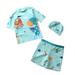 Childrens 3-piece Dinosaur Suit Boys Swimming Cap Short Pants Swimsuit Swimming Beach Suit Baby Bath Tub Set Baby Swimwear A43