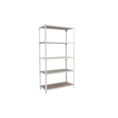 SimonRack Maderclick schraubenloses Metallregal 5 Böden + Fall. Farbe WEISS/HOLZ 2000x1000x300 mm Image