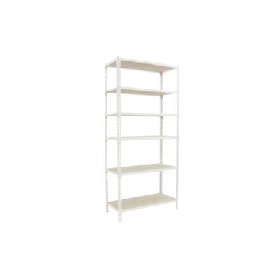 SimonRack Maderclick schraubenloses Metallregal 6 Böden. Farbe BLAU/ORANGE/HOLZ 2500x1100x500 mm Image