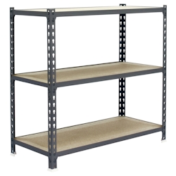 SimonRack Maderclick schraubenloses Metallregal 3 Böden. Farbe GRAU/HOLZ 1000x1100x500 mm Image
