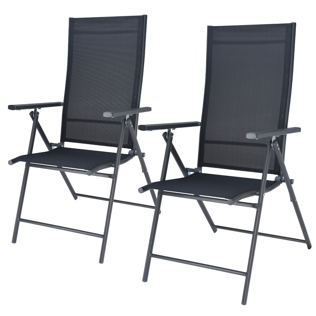 2x Gartenstuhl Hochlehner Stuhl Essstuhl Stahl Anthrazit Klappstuhl Image