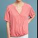 Anthropologie Tops | Anthropologie Saturday Sunday Women's Amy Surplice Ribbed Wrap Top Xs | Color: Pink | Size: Xs