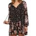 Free People Dresses | Free People- Lucky Loosey Black/Pink Floral Long Sleeve Mini Dress- Sz. S | Color: Black/Pink | Size: S