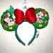 Disney Accessories | Disney Parks Mickey + Minnie Mouse Wreath Loungefly Glow In The Dark Ears New | Color: Green/Red | Size: Os